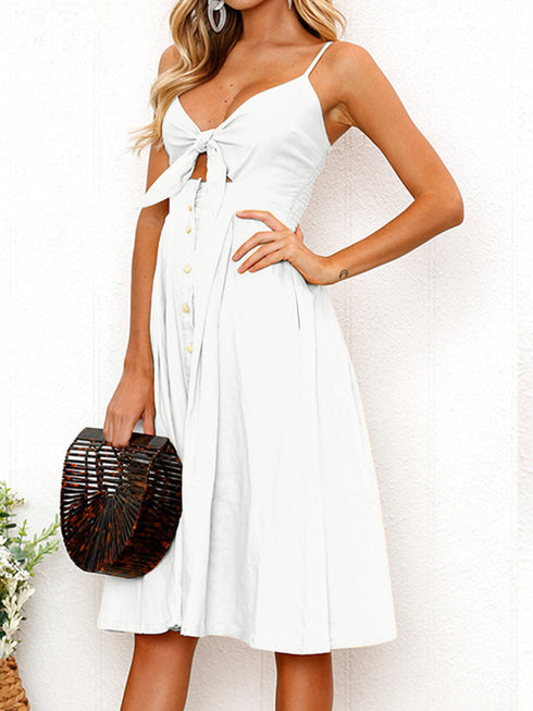 cutout-smocked-sweetheart-neck-cami-dress Sophia's Trends - Sophia's Style-White-XL